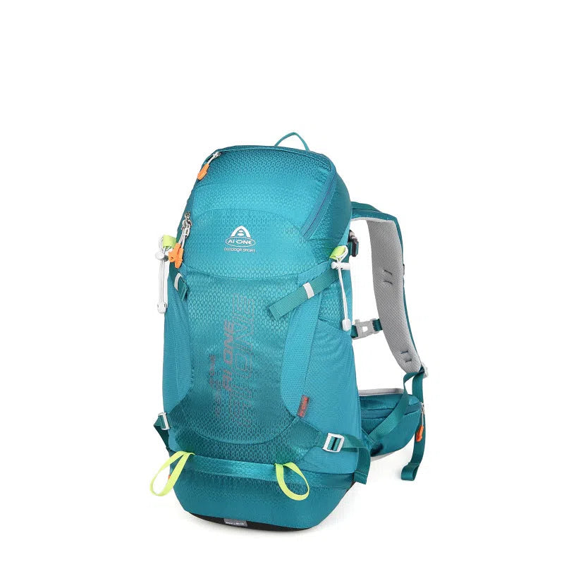 32L nylon hiking backpack in orange, solid colour, breathable waterproof outdoor sports bag