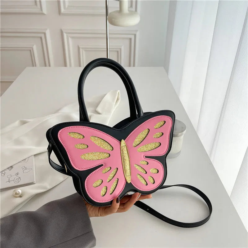 Small square crossbody shoulder bag in white, pink, blue, or black with contrasting colour details