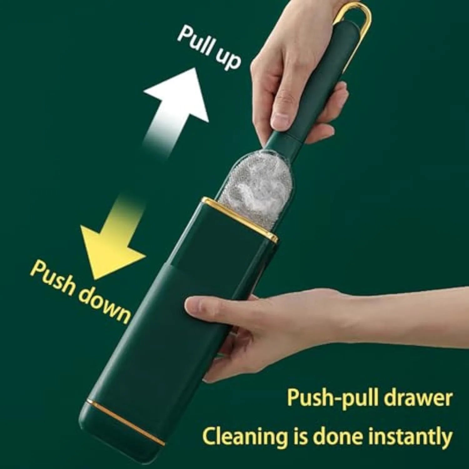 Double-sided pet hair remover brush in blue, green or white with storage box base