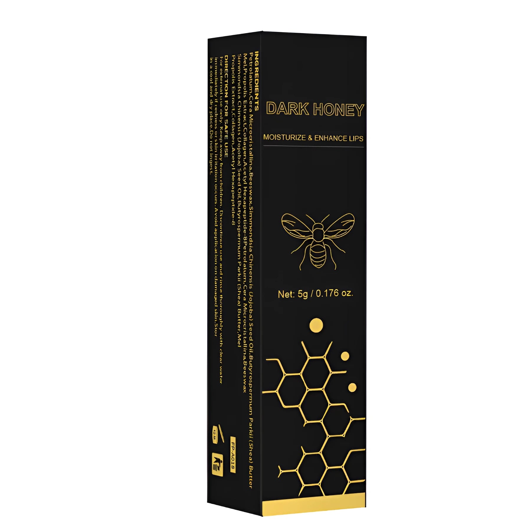 Dark honey coloured lipstick in 5g size with standard packaging for export sales