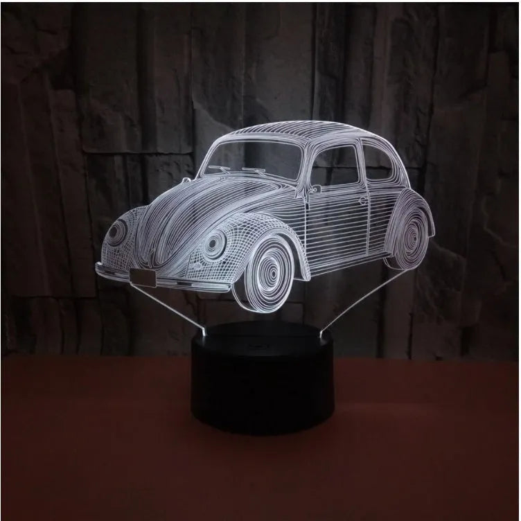 Colourful 3D acrylic small table lamp with remote control on black ABS base