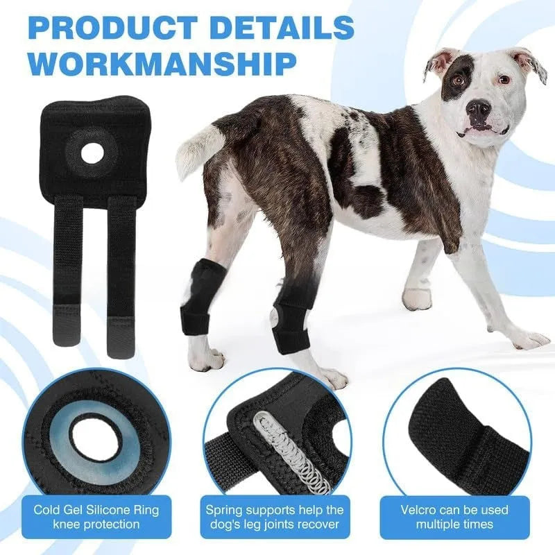 Black polyester leg guard for dog joint support and ACL tear rehabilitation