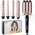 Rose gold tube replacement hair curler with negative ion technology and LCD display screen