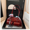 Women's PU leather retro pillow-shaped handbag with double shoulder straps in black colour