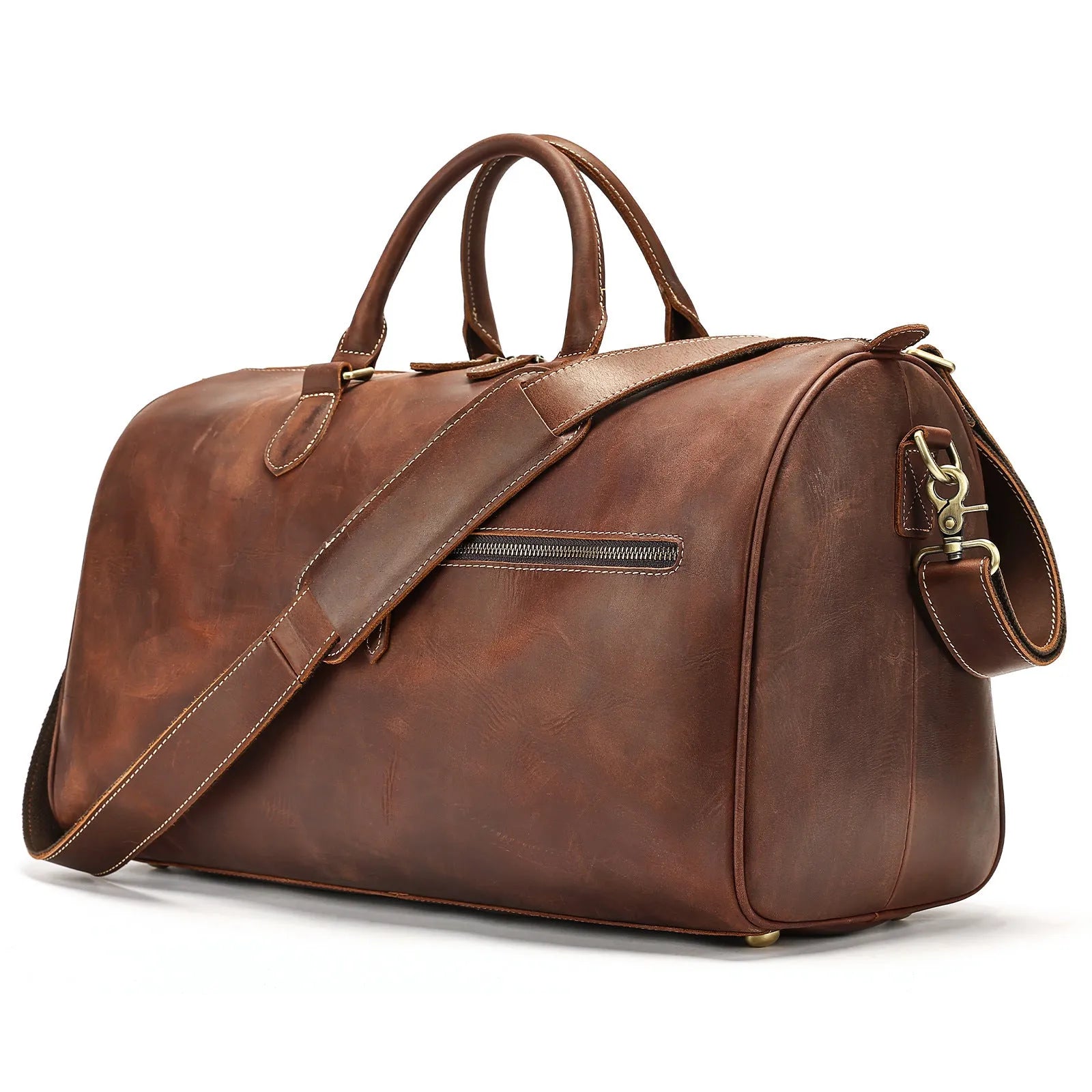 Men's genuine leather crossbody bag in vintage design with large capacity dimensions