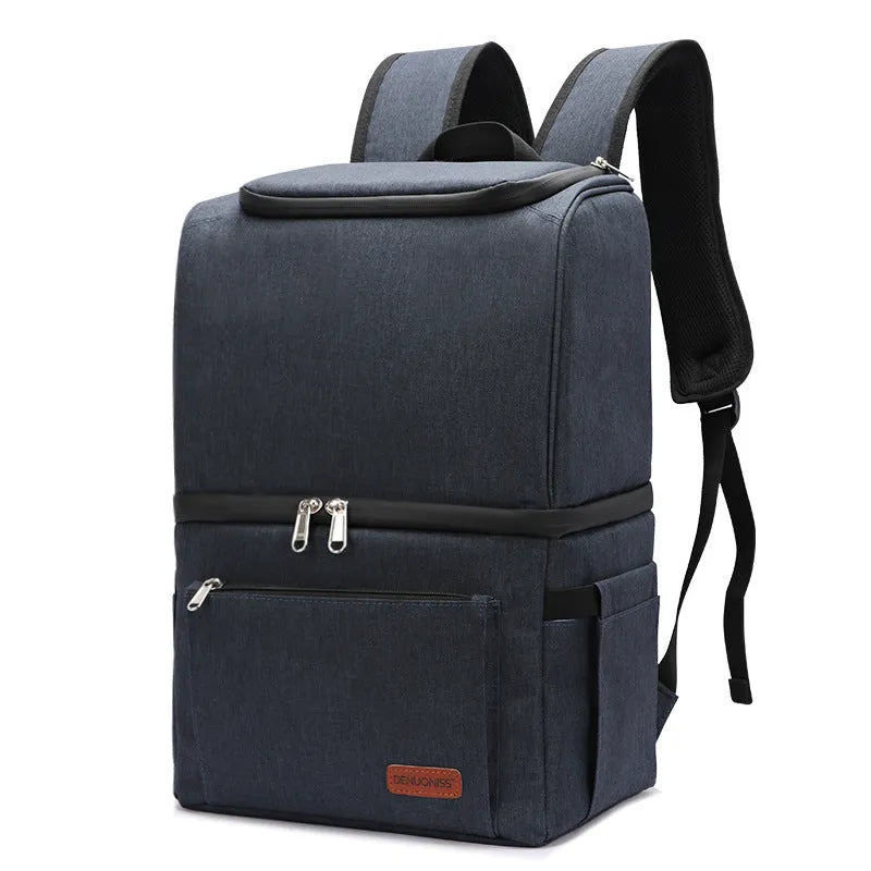 Double layer insulated backpack in Oxford cloth with ice pack compartment and shoulder straps