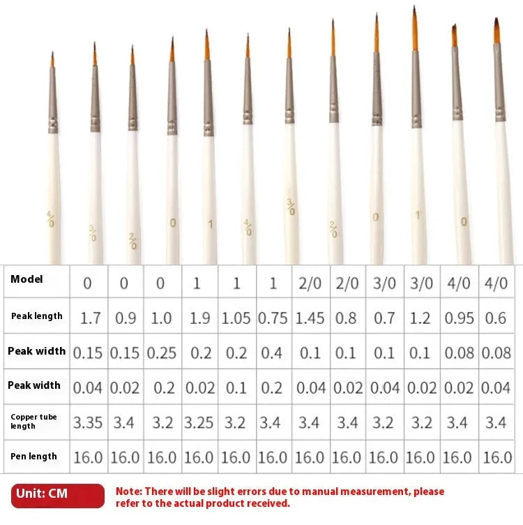 Set of 12 fluorescent art markers with nylon wool brush heads and solid wood pen holders for watercolour and line drawing