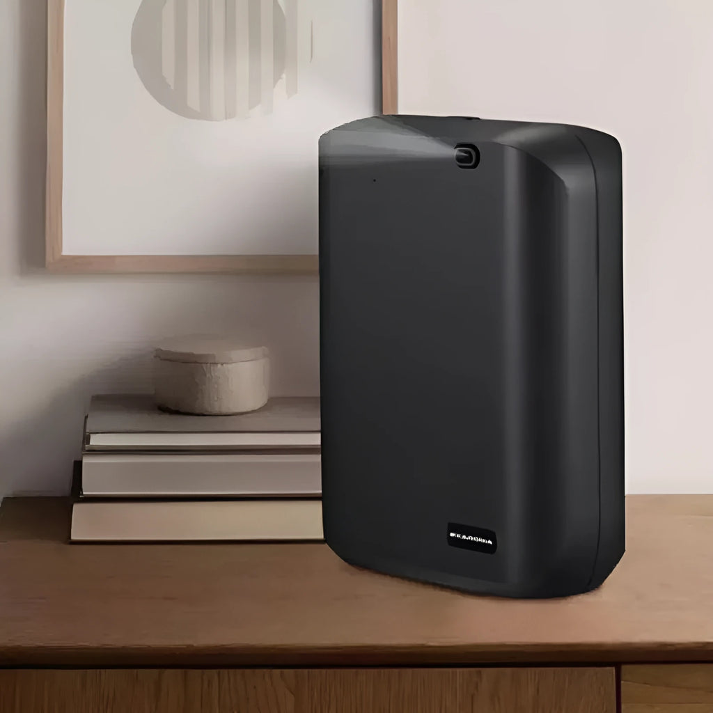 White HVAC wall mount smart aroma diffuser with 150ml capacity and app control for essential oils