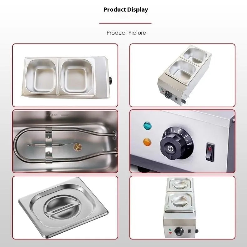 Commercial electric chocolate melting machine with double pot and temperature control display