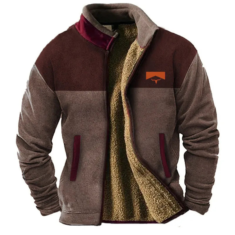 Men's green polyester padded coat with regular fit and normal length