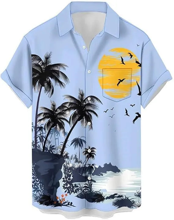 Men's slim fit camouflage pattern short sleeve casual shirt in cardigan style.