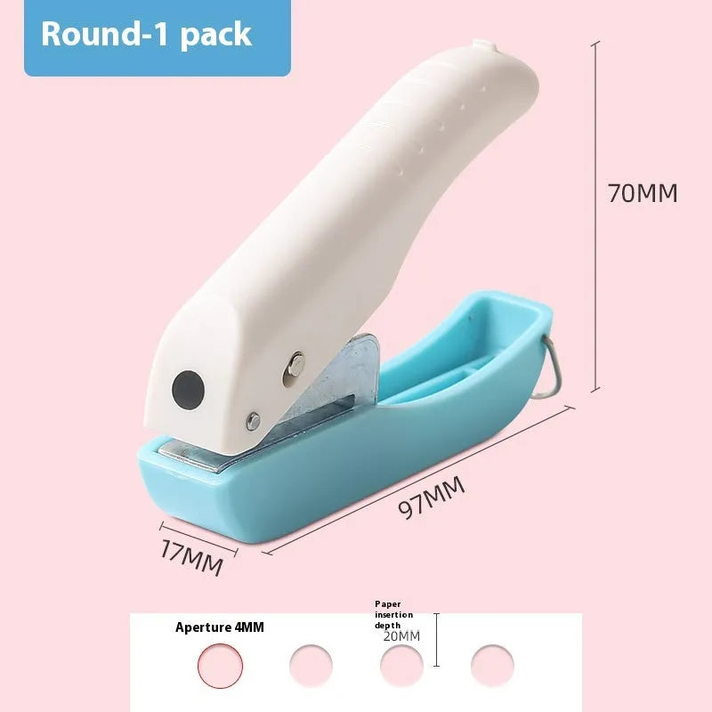 Small manual craft punching machine with Love, Star, 4mm and 6mm round embossing heads.