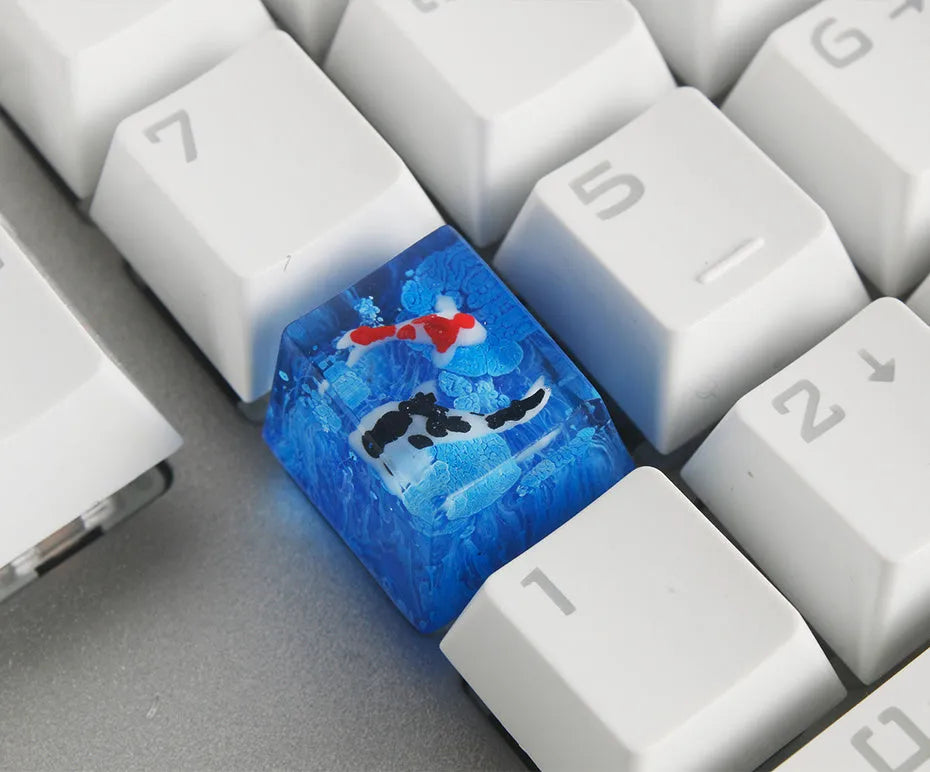 Resin keycap with scenery koi design for Cherry MX switch backspace replacement