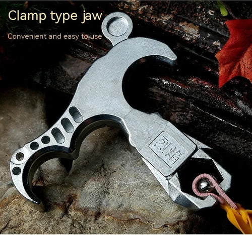 Zinc alloy archery release aid with a two-axis harpoon clip on a white background