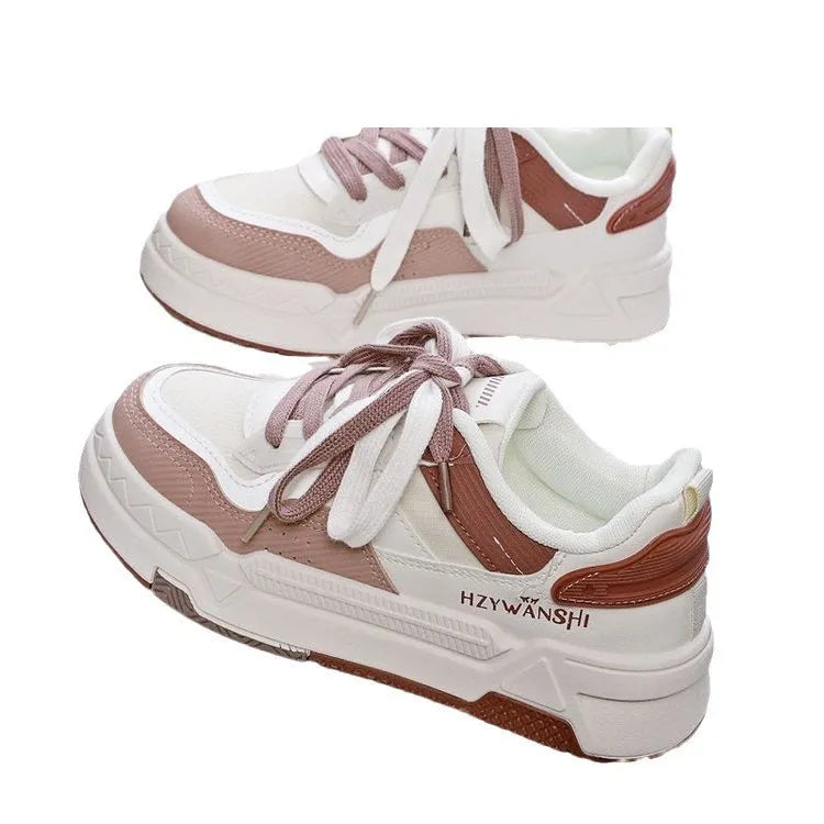 Children's thick sole board shoes in beige with lace-up front and cross shoulder straps