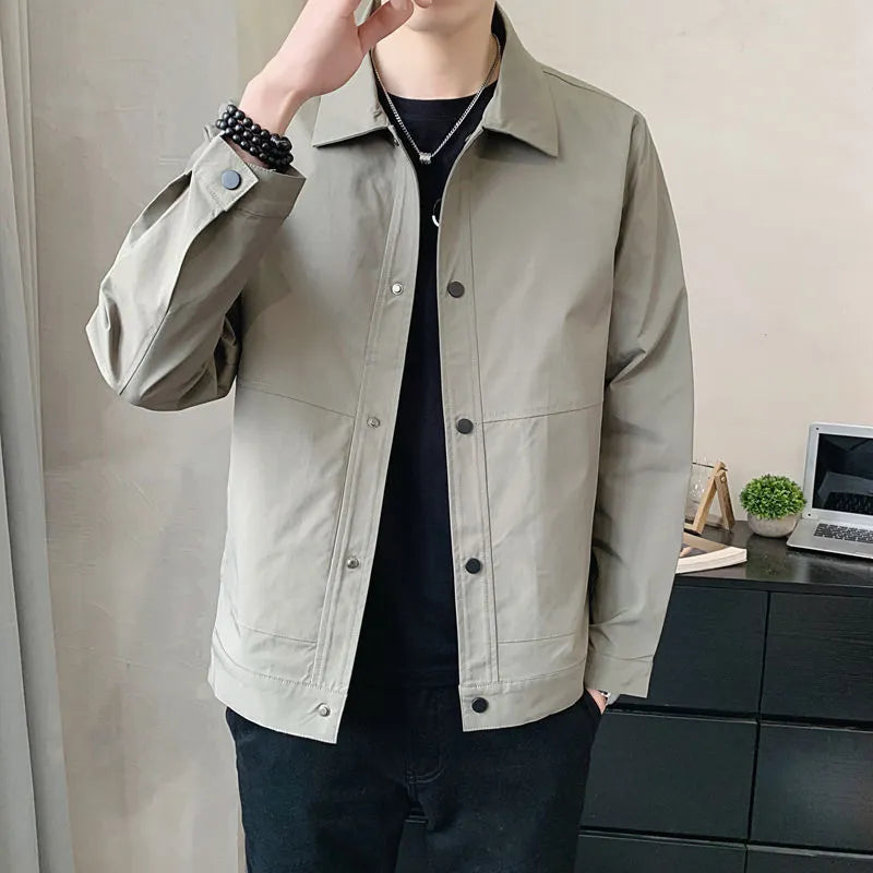 Korean-style thin men's jacket in polyester fabric for spring and autumn wear