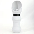 Silicone folding pet water cup shown both expanded as bowl and collapsed flat, 550ml capacity