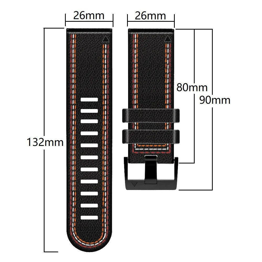 Silicone leather quick release watchband compatible with Garmin Fenix smartwatches
