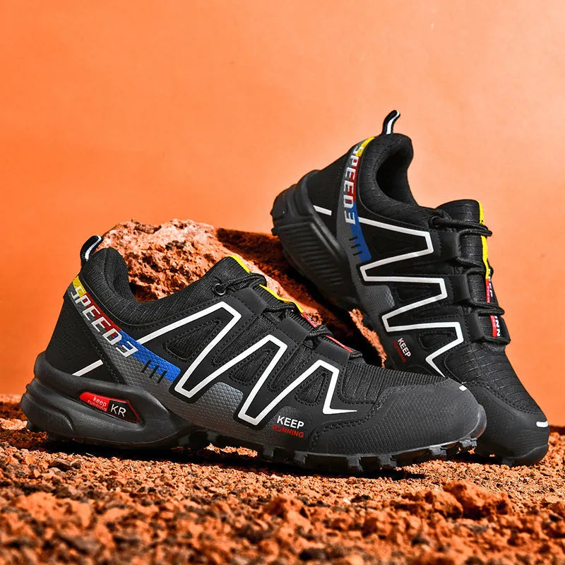 Plus size men's casual shoes with synthetic leather upper and mesh lining in three colour variations