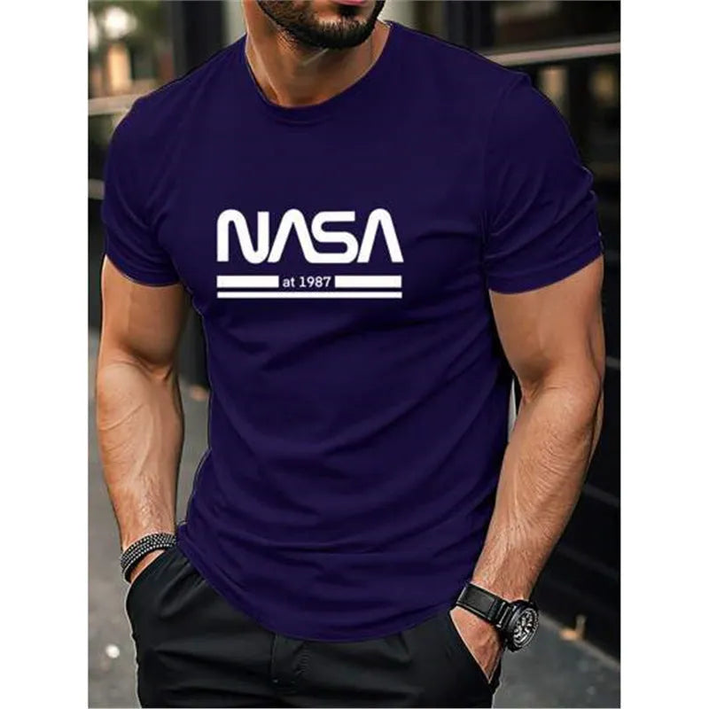 Men's slim-fit printed letters short sleeve t-shirt in multiple colour options
