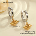 Women's stainless steel earrings with electroplated 18K finish in Christmas tree and heart shapes