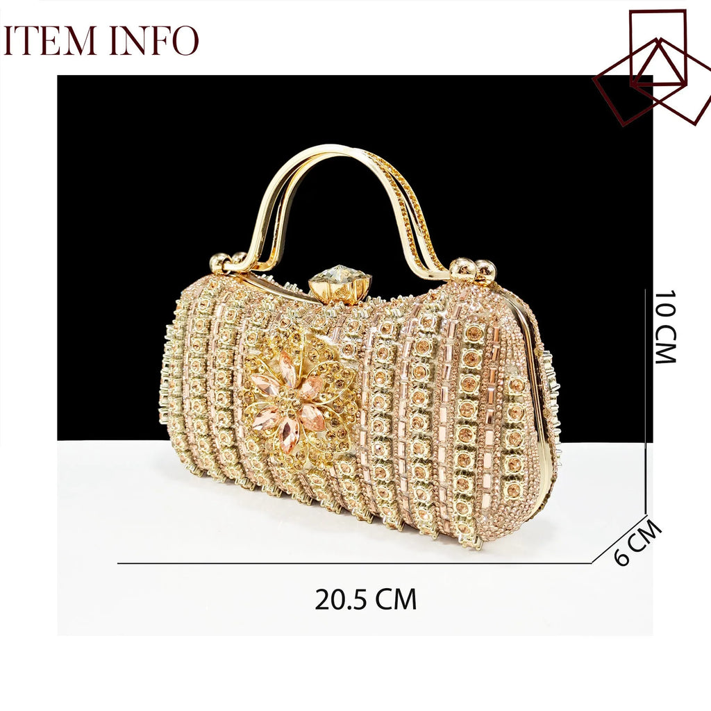Women's black high heel shoes with matching clutch bag, decorative drill buckle flower ankle chain, and rhinestone details.