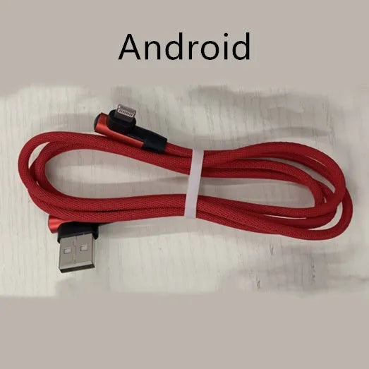 Denim fabric USB fast charging cable with aluminium connectors in black, blue, or red colours