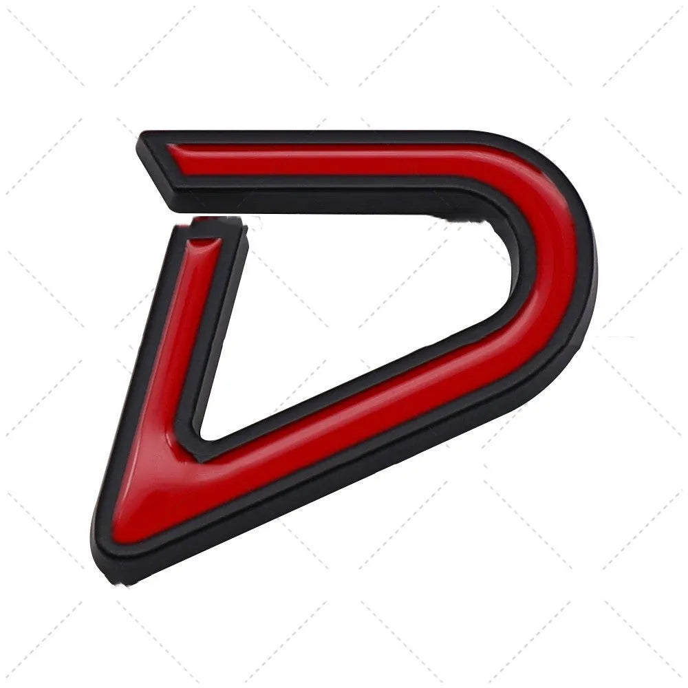 Metal SD logo car bumper sticker in red and silver colour scheme measuring 7.7cm wide