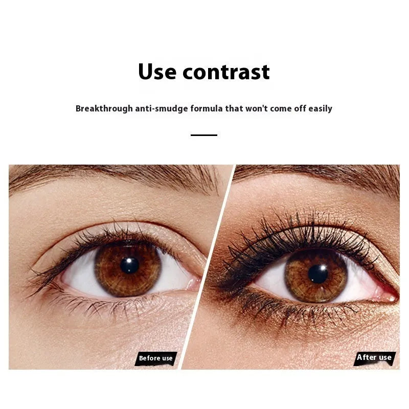 Black waterproof mascara with 4D long thick curling effect and anti-smudge formula