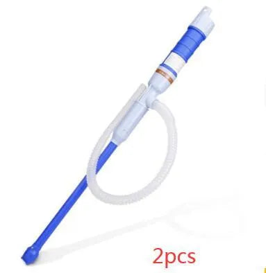 Blue manual hand siphon pump for transferring car truck fuel petrol diesel oil water