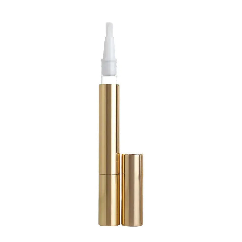 Teeth whitening pen with toothbrush cleaner in gold aluminium case and plastic white options