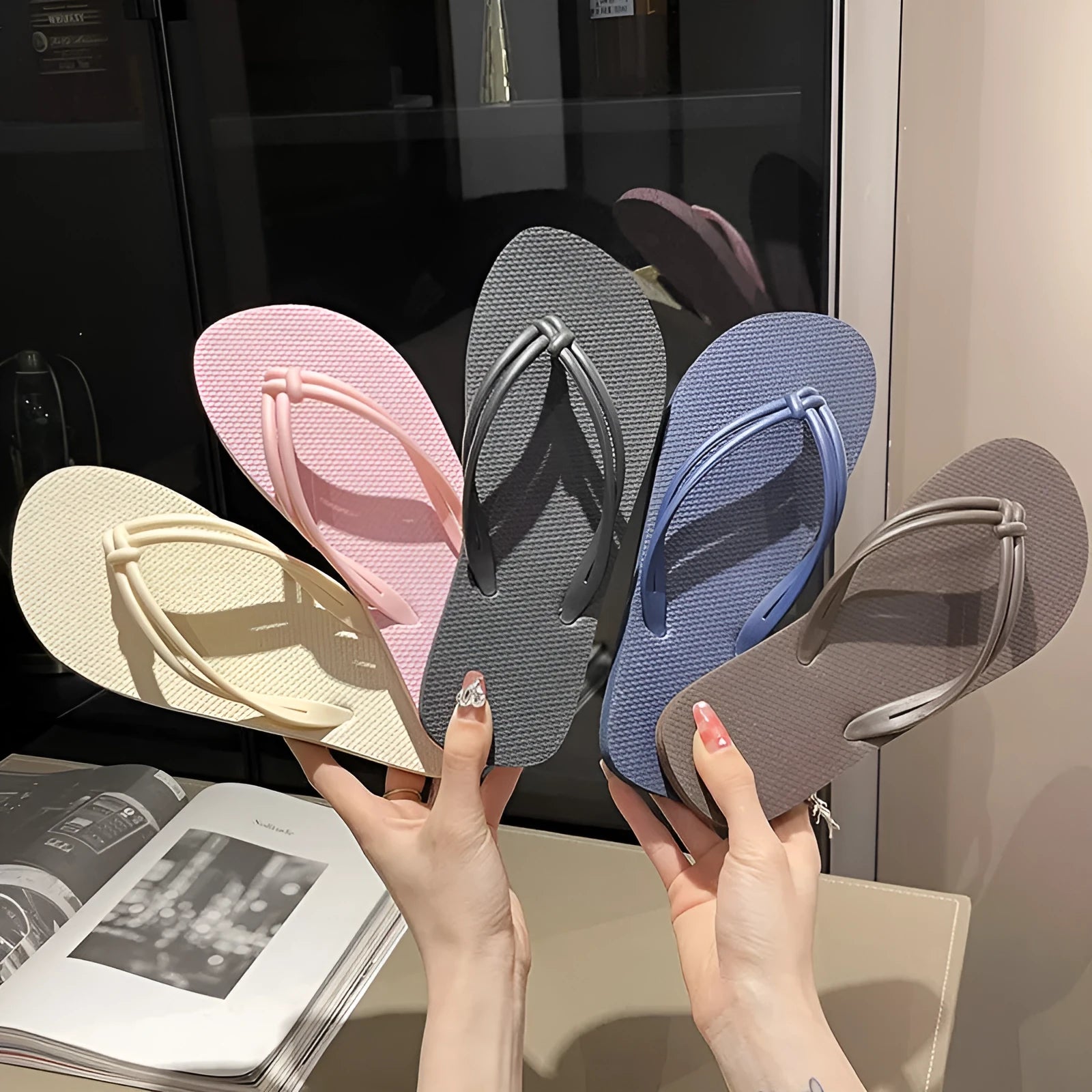 Men's casual PVC flip flops with toe covering design in various colours