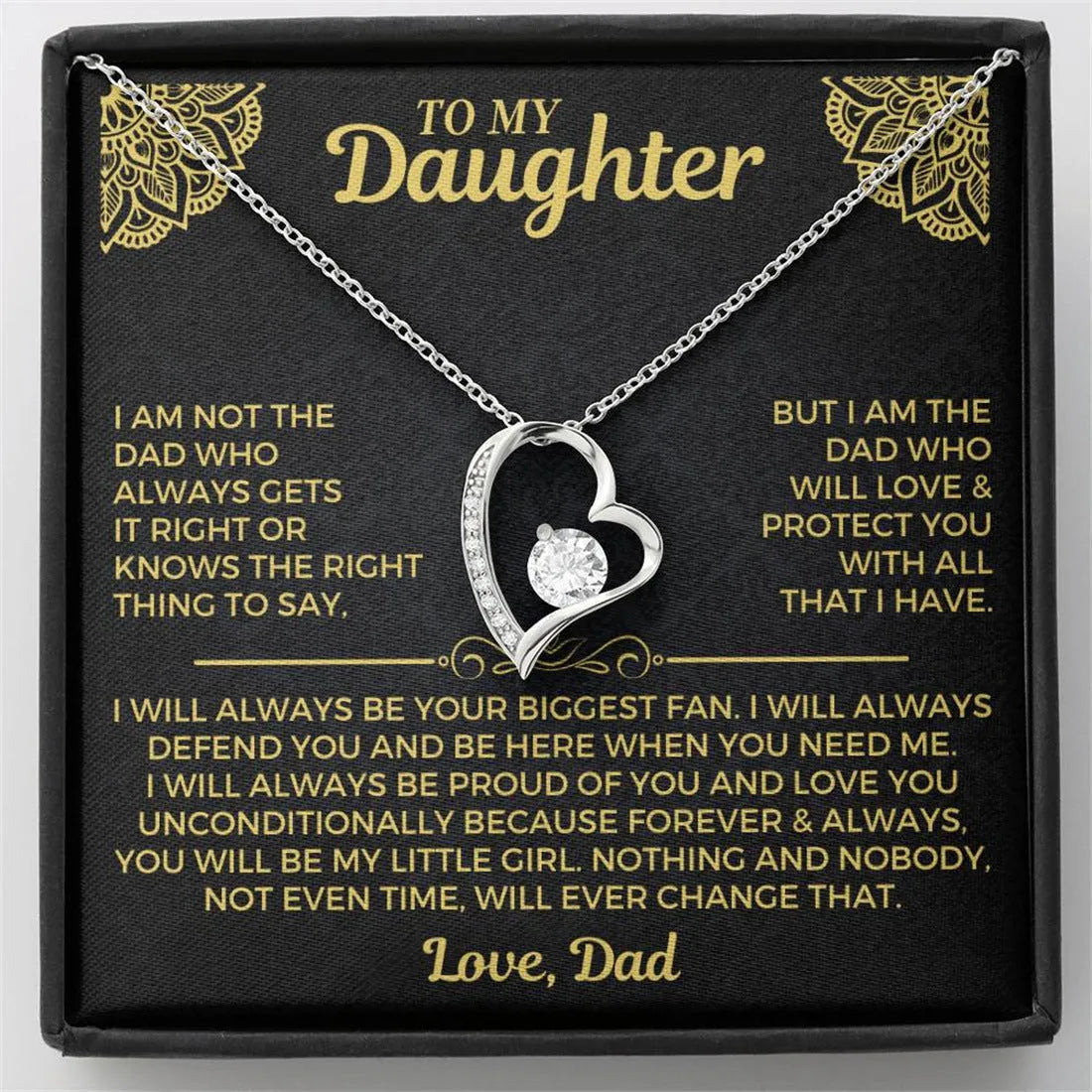 Hollow heart-shaped necklace in silver or gold finish with gift box presentation options