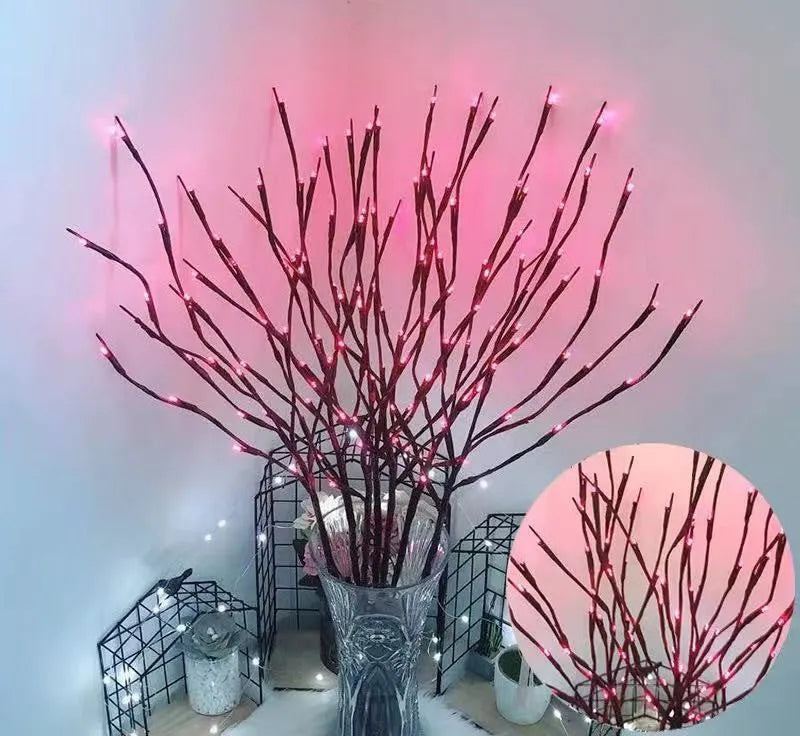 LED simulation branch tree light with adjustable colours in vase display