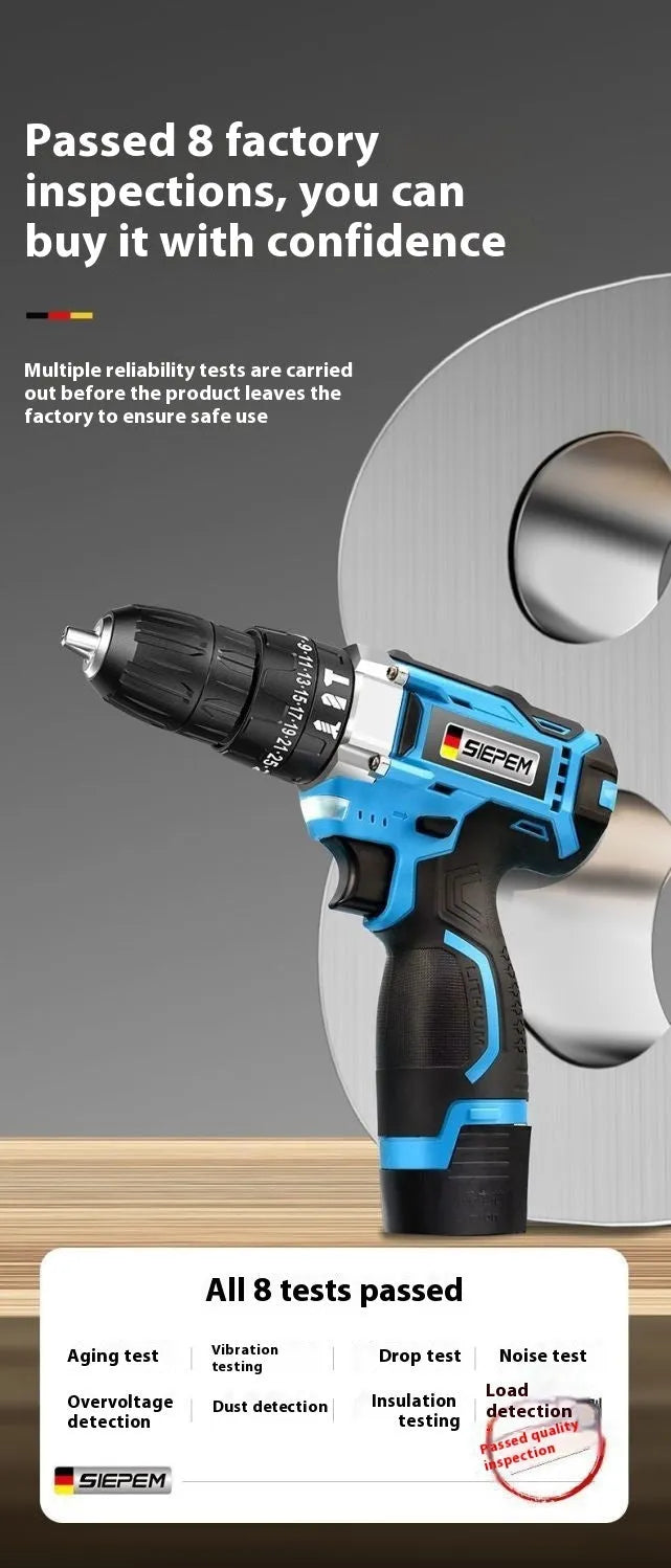 12V dual-speed impact pistol drill electric screwdriver set with plastic storage case