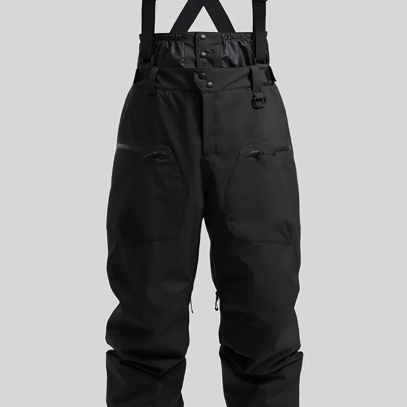 Men's waterproof ski trousers with reinforced straps in linen fabric