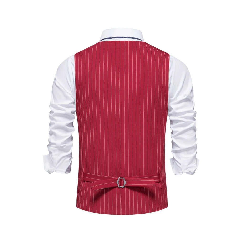 Men's striped suit vest with non-ironing polyester fabric in business formal style