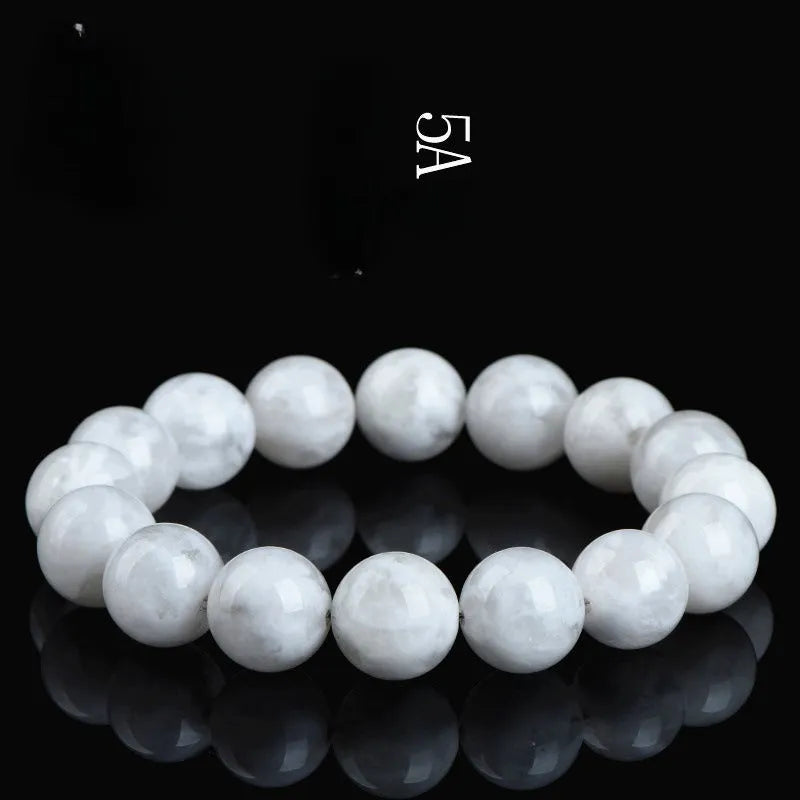 Women's natural blizzard snowflake round crystal bead bracelet with Ruyi and Xiangyun design.