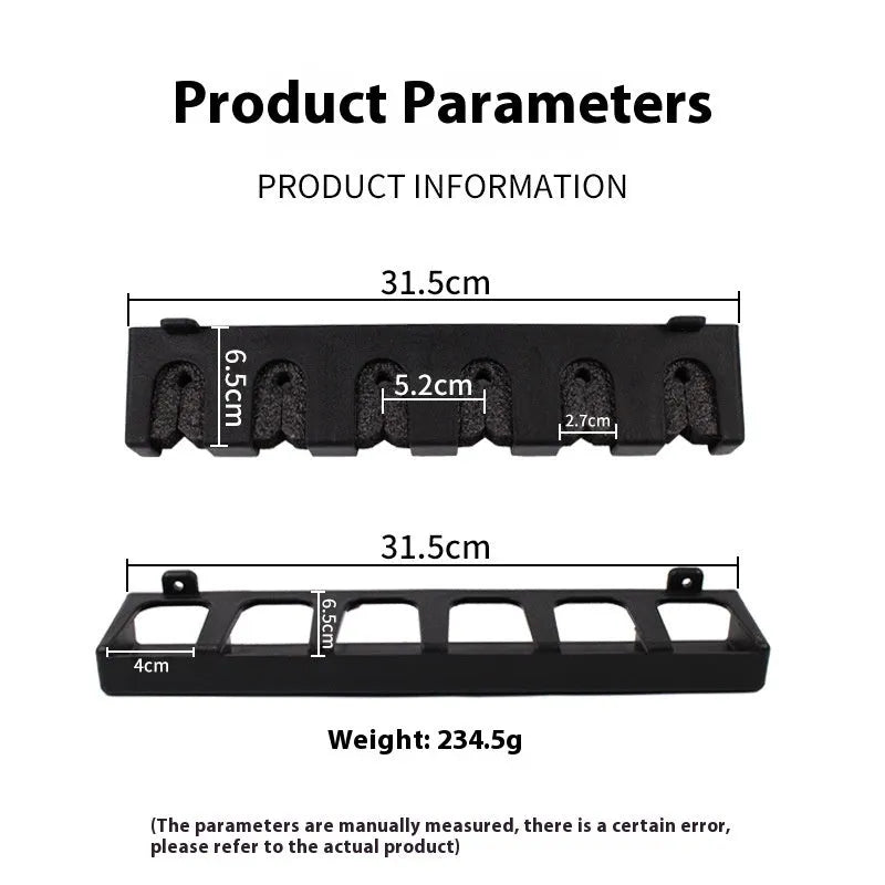 Black ABS plastic wall mounted fishing rod holder with self tapping screws