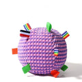 Blue and yellow pineapple lattice dog ball toy with ring rolling design, approximately 17cm diameter