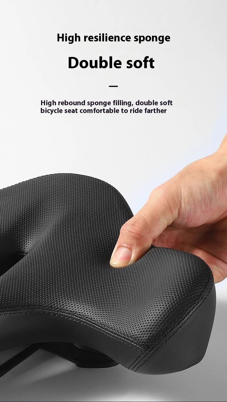 Black mountain bike seat cushion with shock-absorbing foam padding for ordinary bicycles