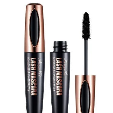 Black waterproof mascara with sweat-proof and smudge-resistant properties for thick curling lashes