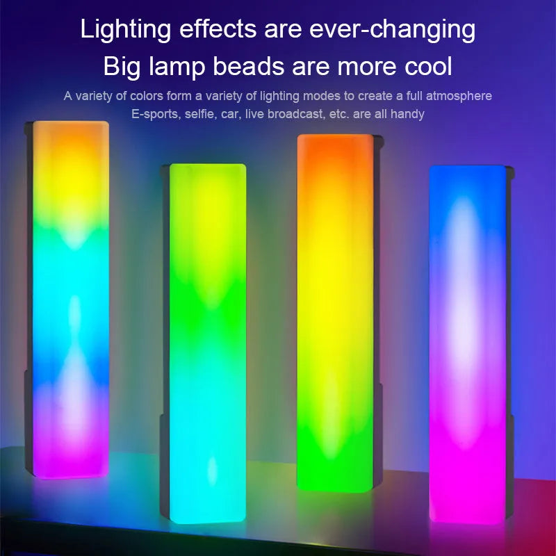 3D RGB tabletop ambience lamp with voice-activated rhythm lighting in black shell