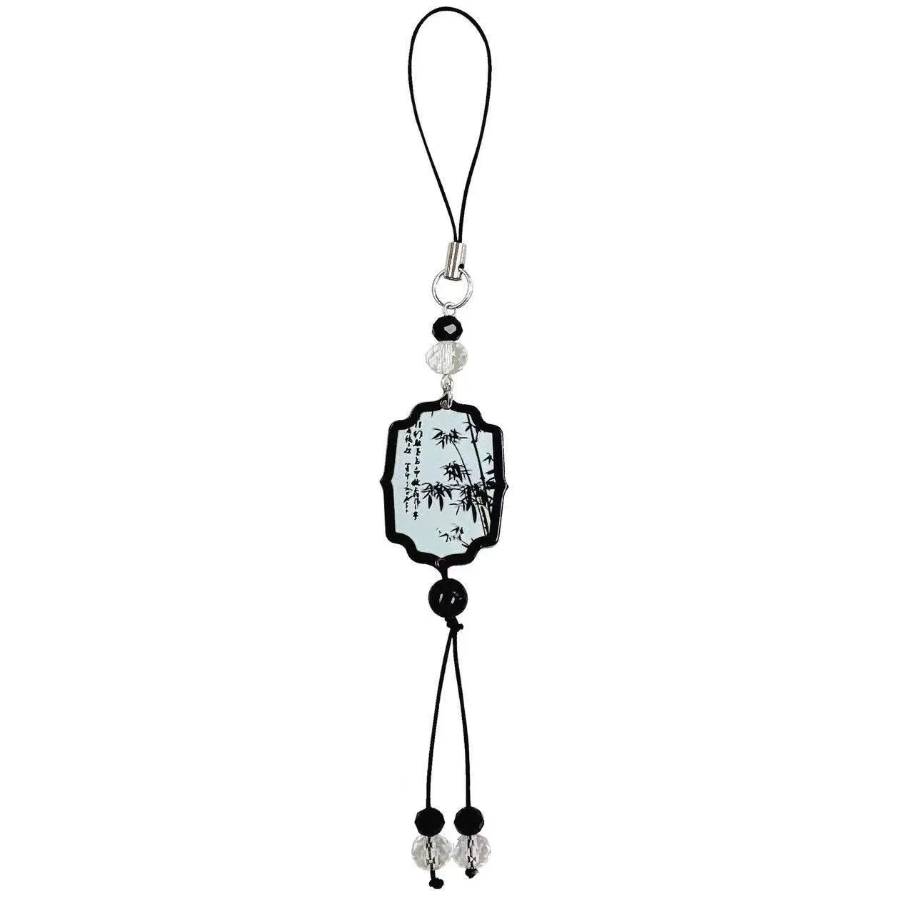 Guofeng Chinese floral bead pendant keychain with baking varnish finish in Fan colour option