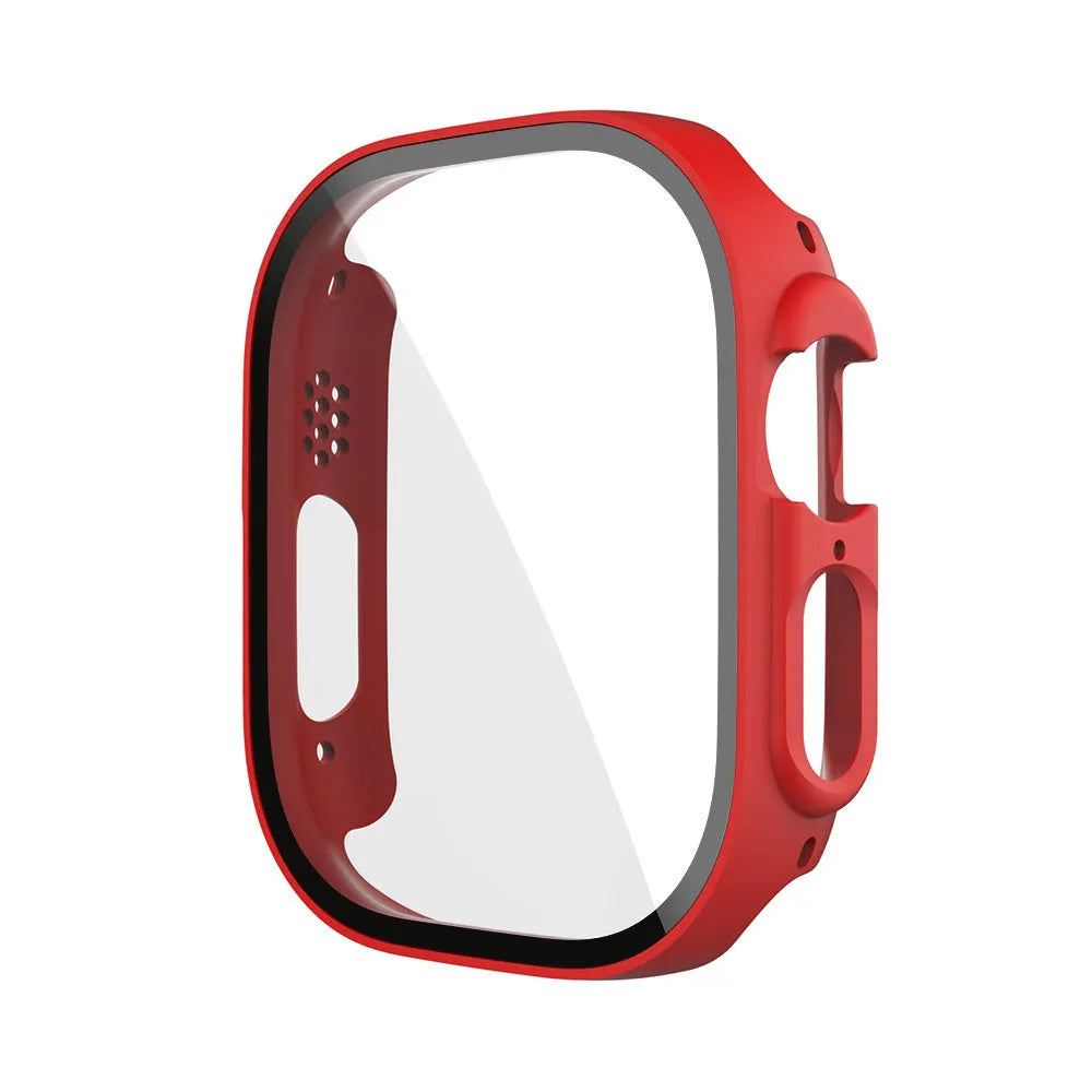 PC tempered film Apple Watch case with tempered glass front and PC back shell in multiple colours