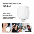 Black and white mobile phone magnetic selfie fill light with adjustable makeup mirror and three-colour temperature settings