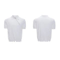 Men's ice-feeling slim-fit knitted polo shirt with oblique zipper closure in solid colour