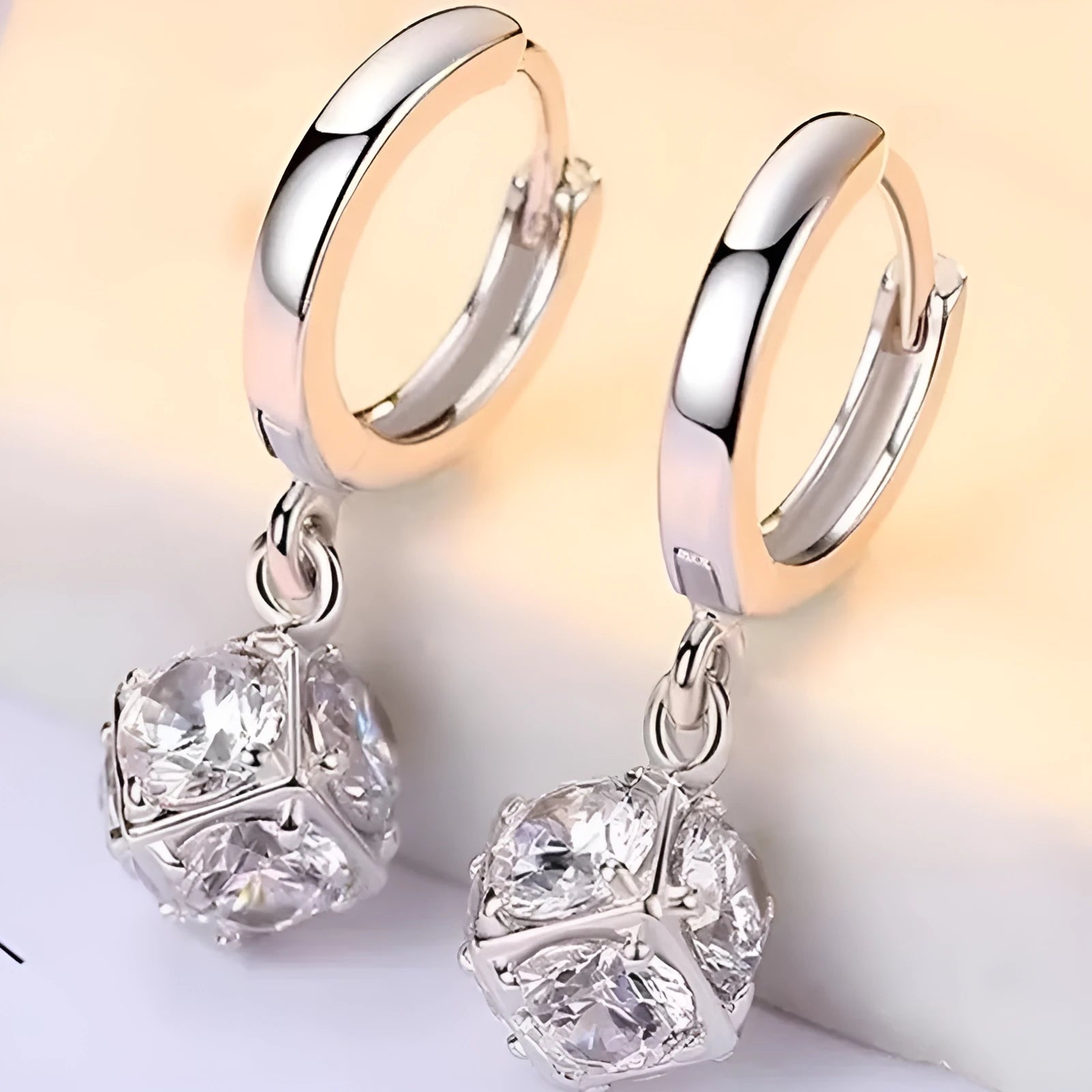 Geometric rose design zircon electroplated copper earrings for women in multiple colour variations