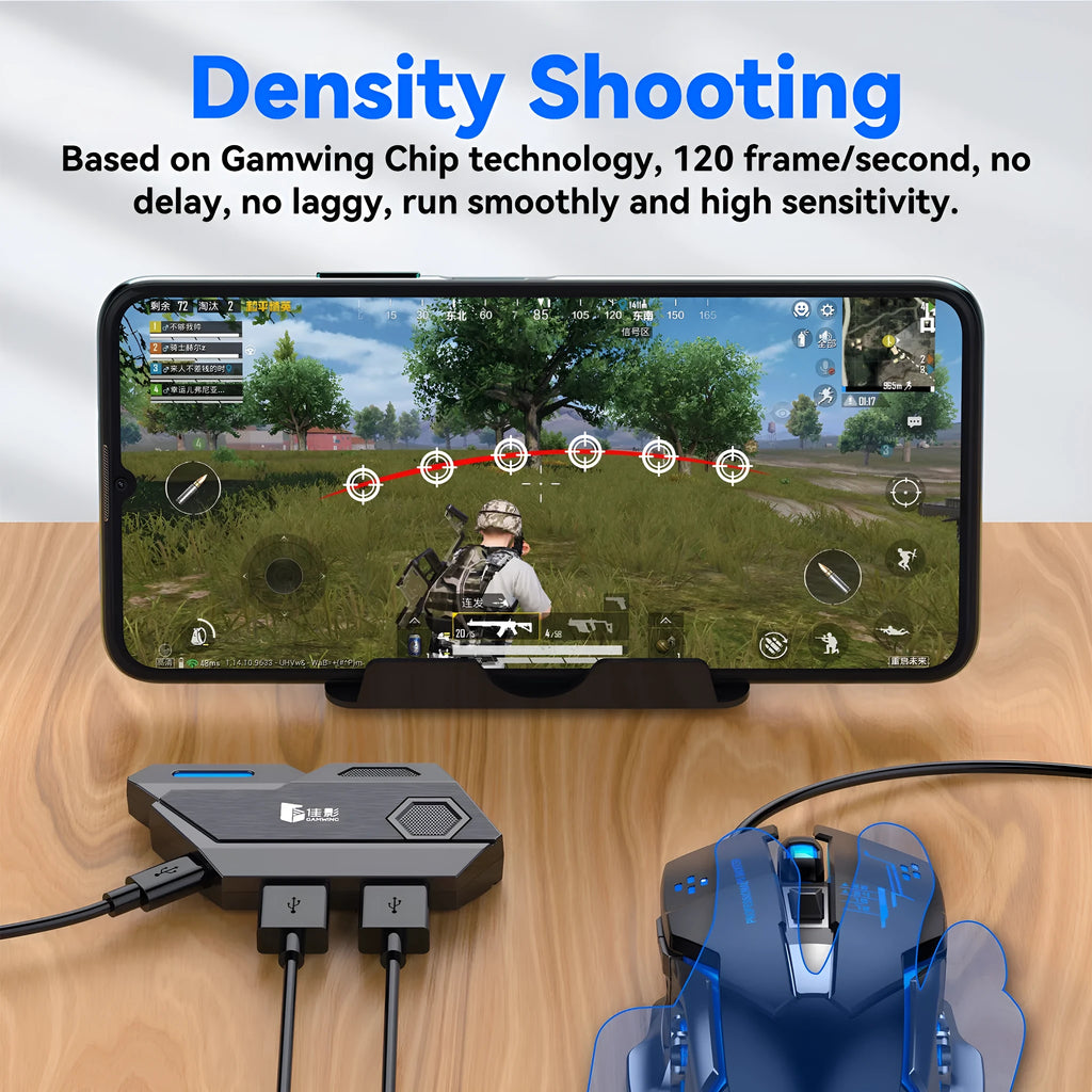 Gamwing Jiaying black USB converter for keyboard and mouse mobile gaming compatibility.