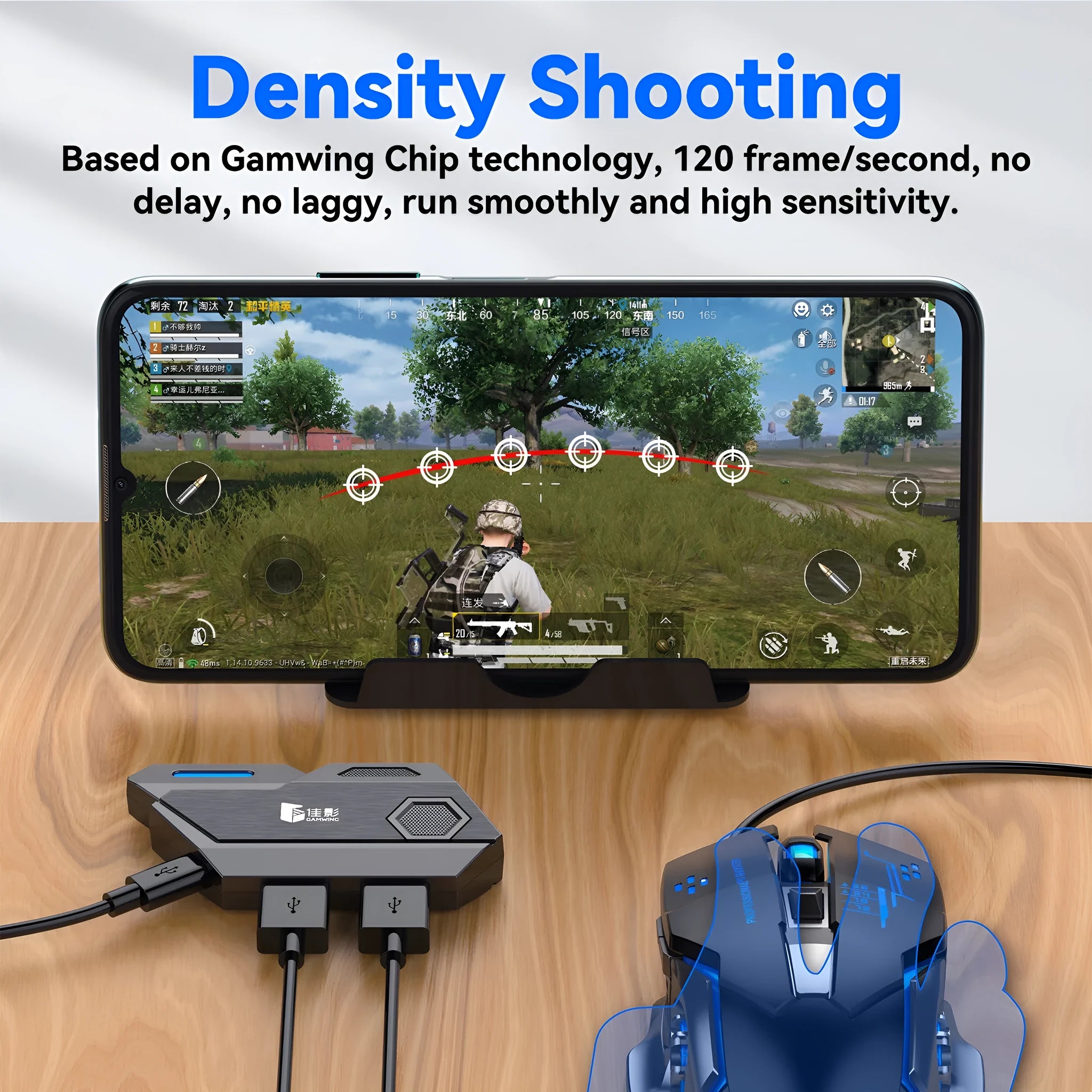 Gamwing Jiaying black USB converter for keyboard and mouse mobile gaming compatibility.